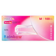 Нітрилові рукавички Mediok Rainbow, мікс 5 кольорів, розмір M, 100 шт